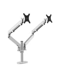 Full Motion Dual Monitor Mount Arm Aluminum Gas Spring Desk Stand No Sweat Adjustable Holder with dual articulating arms.