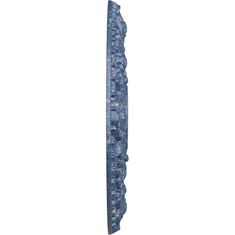 Side view of Rose Ceiling Medallion With Americana Crackle Finish, 18 Inch Exterior Diameter, Inner Opening Three And A Half Inches