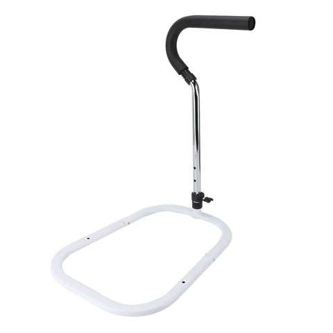 Versatile Bedside Assist Handle With Adjustable Height Bed Rail 3 In 1 Frame, carbon steel base, non-slip handrail shown