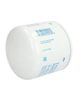 Side view of P550318 Lube Filter Spin On Full Flow Replacement Oil Filter for cars, trucks, and heavy equipment, white cylindrical