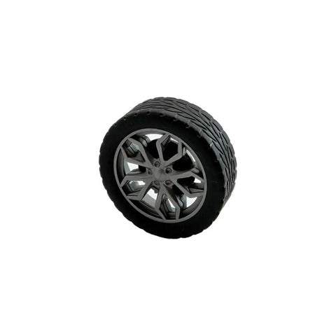 Single wheel from 10 Piece Toy Wheel Set For DIY RC Cars And Robots Includes 5 Round Shaft Axles Rubber Wheels 38mm Diameter And 2.5mm Shaft