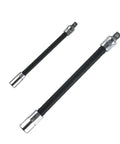 Flexible Socket Extension Kit For 1/4 And 3/8 Inch Drives Go To Bendable Wrench Extension Rods shown at different lengths.