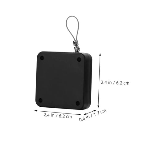 Black Auto Close Door Closer Kit Quiet Self Closing Cabinet And Room Doors with adhesive mount, dimensions shown.