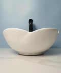 Bathroom Sink Ceramic Vessel Sink Bathroom Creative Petal Ceramic Counter Basin Modern Simple White Wash Basin Bathroom Sink Vessel front view on counter