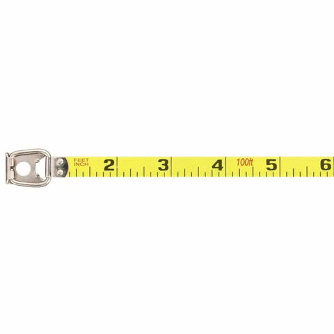 Tape Measure With Three Eighths Inch Graduations And 100 Foot Reach, Durable Steel Blade, Polymer Coated For Longevity