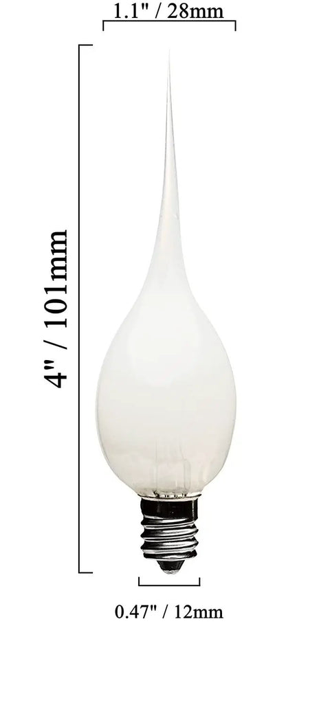 Silicone Dipped 7W Incandescent Candle Lamp Bulbs, Country Style Electric Chandelier Lights, bulb dimensions 4 inches