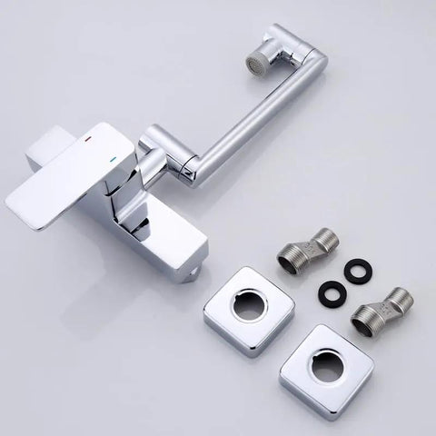 LZPHGB Black Wall Mounted Kitchen Faucet Foldable Dual Mode 360° Rotation Kitchen Sink Tap,Black with accessories and connections.