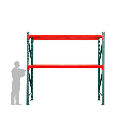 Top Shelf 48 Inch Deep By 120 Inch Wide Two Tier Pallet Rack Starter Unit With Heavy Duty Steel Frame Rust Resistant.