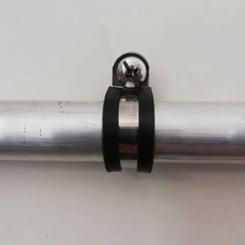Heavy Duty 304 Stainless Steel Hose Clamps Set for 6mm to 55mm Hoses mounted on a pipe