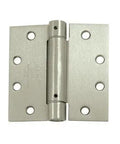 Heavy Duty Steel Single Spring Door Hinge Four Point Five Inch Compact Design smooth silver finish close-up view.