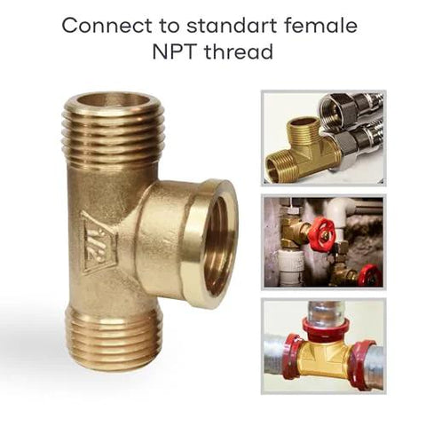 Brass 1/2-in. pipe Tee: male x female x male, plumbing fitting for garden connections, Amazon Home Improvement