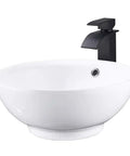 Ultra Sleek 16x16 Inch White Round Bathroom Sink Vessel Porcelain Ceramic For Above Countertop Install Fits Standard Faucet And Drain