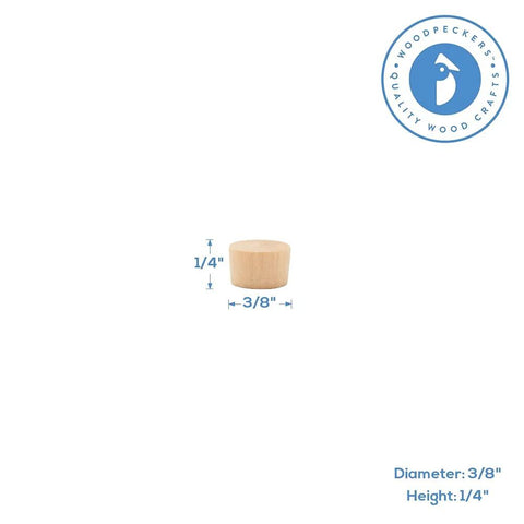 Three Eighths Inch Maple Flat Head Wood Plug For Furniture Screw Hole Covers Pack Of 100 with dimensions