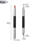 Kickass Rugged Double Tip Tungsten Carbide Scriber Set Precision Marking Pen size details with measurements and dual tips.