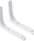 Built Like A Tank Heavy Duty Steel Shelf Brackets With Rock Solid Holding Power For Your Floating Shelves And Wall Corner Displays, No Sweat Setup, Dope White Finish, 75Mm Size, 2 Pack Kit - Pair of white steel shelf brackets.