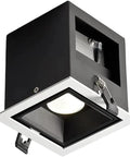 WKNHHL Recessed Lighting Housing Trim Kits Square Aluminum Ceiling Recessed Lighting Clothing Grille Embedded Panel Downlight Lamp Commercial Museum Exhibition Stage,White,Warm,Warm Light(3000k) in black square housing.
