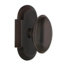 Old School Farmhouse Privacy Door Knob Set With Solid Brass Plates And Lead Crystal Knobs, Timeless Bronze Finish, side view