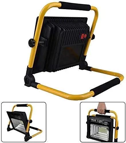 JUDYSSY Led Floodlight Ip67 120W Led Work Light with adjustable stand and remote, featuring a durable design and USB output.
