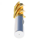 End mill side view, tin-coated HSS finishing, 7/8 in dia, 3/4 in shank, 1-7/8 in flute length, 4-1/8 in overall length