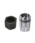 Super Cool 12.7Mm Collet And 12Mm Nut Set For CNC Router With Alloy Steel Chuck, showing alloy steel collet and black nut.