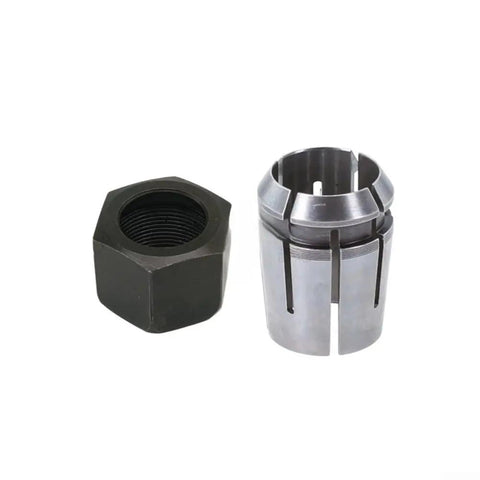 Super Cool 12.7Mm Collet And 12Mm Nut Set For CNC Router With Alloy Steel Chuck, showing alloy steel collet and black nut.