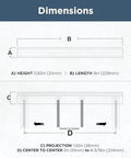 Dimensions of 5 Pack Adjustable Drawer Pulls in Champagne Bronze showing height, length, and center-to-center measurements.