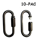Heavy Duty D Shape Chain Locking Quick Link Connector M4 4mm Black Iron With Anti Rust Paint, twist threaded for lighting chains, 10-pack
