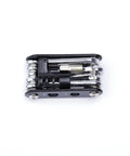 14 In 1 Bike Repair Tool Kit With Under Seat Saddle Bag showing compact multitool with hex keys and chain tool.