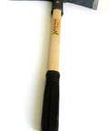Built Tough Heavy Duty Pick Mattock With 15.5 Inch Fiberglass Handle, Forged 65 Steel head, viewed from top angle.