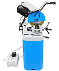 13 Inch 3 Phase Cold Saw Metal Cutter With Heavy Duty Stand And Swivel Vise For Ferrous Materials 1.5 HP 220V side view with motor