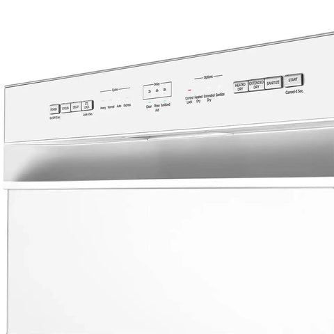 Control panel of Low Maintenance Front Control Dishwasher Featuring A Hybrid Stainless Tub And Smart Auto Cycle for easy operation.