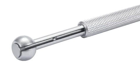 Close-up of ball-type small hole gauge probe with knurled steel handle