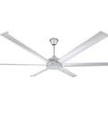 Total Game Changer 84 Inch Outdoor Ceiling Fan With Smart Wifi Voice Control And Remote featuring six white aluminum blades.