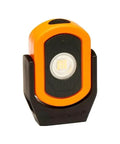 Cyclops 813 Rechargeable Work Light On The Job Site With Beast Bright 720 Lumen High Flood Beam And 360 Lumen Medium 180 Lumen Low USB C Charging IP64 Dust And Water Resistant 6 Foot Drop Tested HiViz Orange in black stand