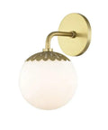 Paige 1 Light Bath Vanity Light In Aged Brass Finish, 11 Inches Tall By 6.25 Inches Wide, wall-mounted with globe shade