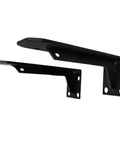 Pro Grade Beefy Rock Solid L Bracket Shelf Supports Heavy Duty Black Wall Mounted Brackets For DIY Open Shelving Includes Mounting Screws 23 6 Inch Carbon Steel Corner Braces shown from the side with mounting holes.
