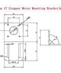 Front view of Anndason Nema 17 stepper motor mounting bracket with M3 screw holes and dimensions.