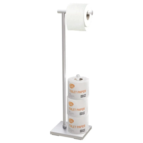 Freestanding Toilet Paper Holder With Storage For Jumbo Rolls Holds Up To Four Rolls No Fuss Easy Access Stand Up Bathroom Organizer Modern Sleek Design