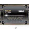Billet License Plate Frame In Flat Black And Matte Gold With Zinc Die Cast Construction And Rubberized Coating Includes Fastener Caps