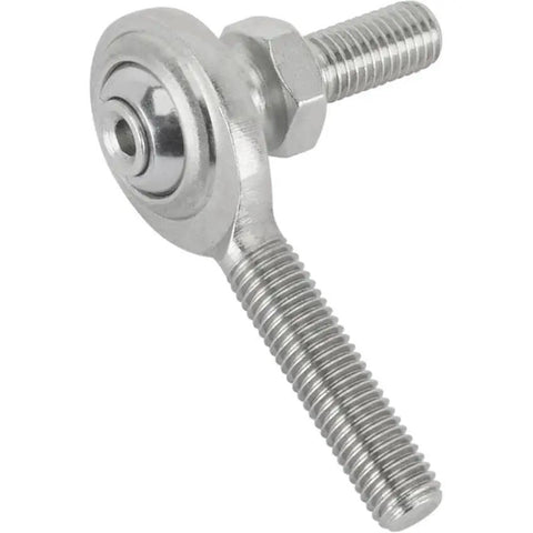 Beefy 1/4 Inch Rh Male Heim Joint Rod End With Stud For Custom Build Carb Linkage And Shift Cable Setup Zinc Plated Steel, detailed view.