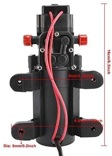 Front view of 12V Water Pressure Diaphragm Pump Self Priming For RV Boat Caravan Marine Use 4.3 Liters Per Minute 1.1 GPM 35 PSI High Flow Water Pump With Built In Pressure Switch