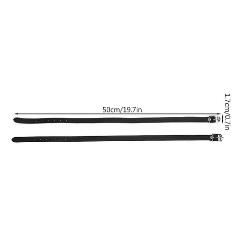 Lengthen Spur Straps Leather With Stainless Steel Buckle 50cm Black, PU leather, durable, soft for horse riding gear and accessories