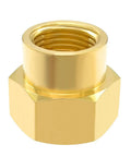 Front view of Brass Reducer Pipe Fitting Three Quarter Inch NPT Female to One Half Inch NPT Female Reducing Coupling Adapter in 2 Pack