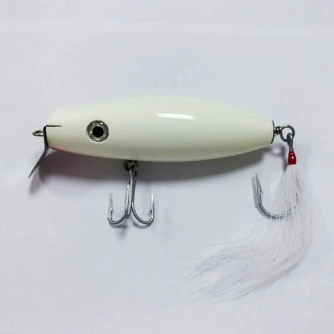 Glowing 4.5 Inch Wood Lure with stainless diving lip, minnow plug, basswood build, for saltwater action, 1.76 oz, side view.