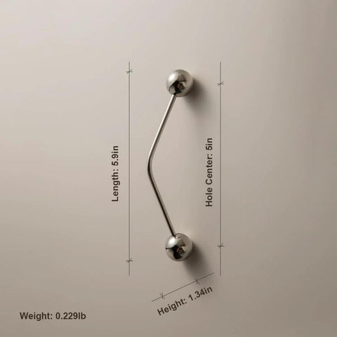 One Pack 5 Inch Titanium Silver Cabinet Handles Ball Tip Pulls With Polished Solid Brass Core And Premium Titanium Silver Finish