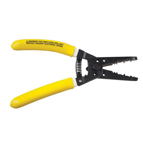 Dual NM Cable Stripper And Cutter For 12 And 14 AWG Wire, yellow handles, precision shear blades, locking design, Made in USA