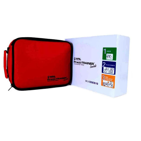 AED training kit bundle: red Practi-Trainer Essentials base pouch with white WL120ES10 box