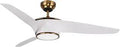 52 Inch Modern Ceiling Fan With Light And Remote Control Dimmable LED Light With 3 Color Temperatures White Gold