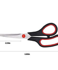 Go To Ultra Sharp 8.5 Inch Multipurpose Scissors With Comfort Grip, Ergonomic Right And Left Hand Shears, side view, measurements visible