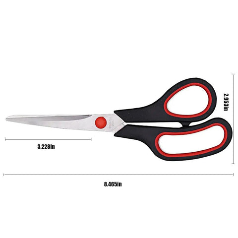 Go To Ultra Sharp 8.5 Inch Multipurpose Scissors With Comfort Grip, Ergonomic Right And Left Hand Shears, side view, measurements visible